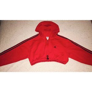 - Vintage cropped adidas red hoodie ❤️